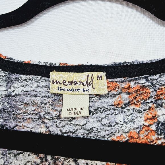 One World Womens Size M Grey Long Sleeve Lightweight Sweater With Lace Trim Fall - Picture 3 of 13